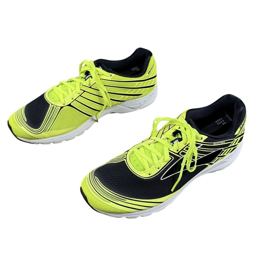 BROOKS Asteria Running Shoes Mens 9.5 Neon Yellow Black 3D Fit Print